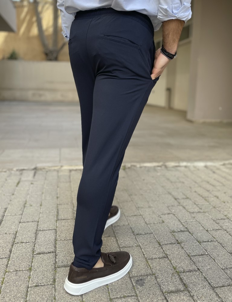 Ανδρικό μπλε υφασμάτινο παντελόνι loose fit FCL005B φωτογραφία